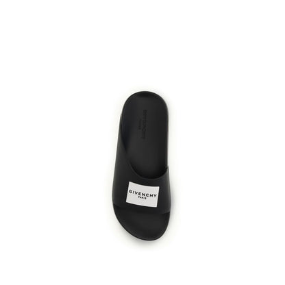 Sandalias Givenchy De Caucho Negro Línea Asimétrica