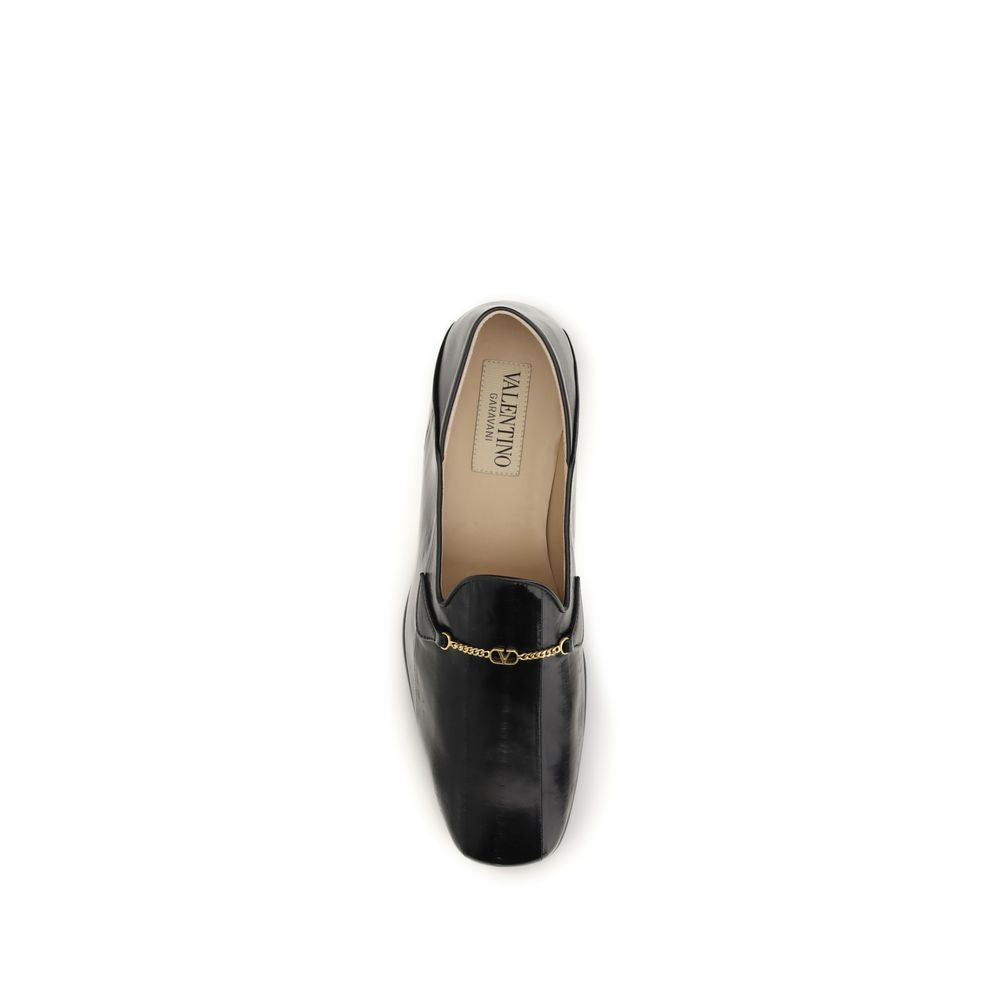 Valentino Garavani Black Calfskin Slip-on Loafers Bos Taurus