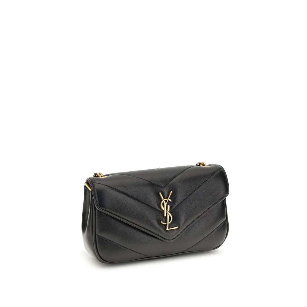 Bolso de hombro Saint Laurent negro de piel de cordero Ovis Aries Aries