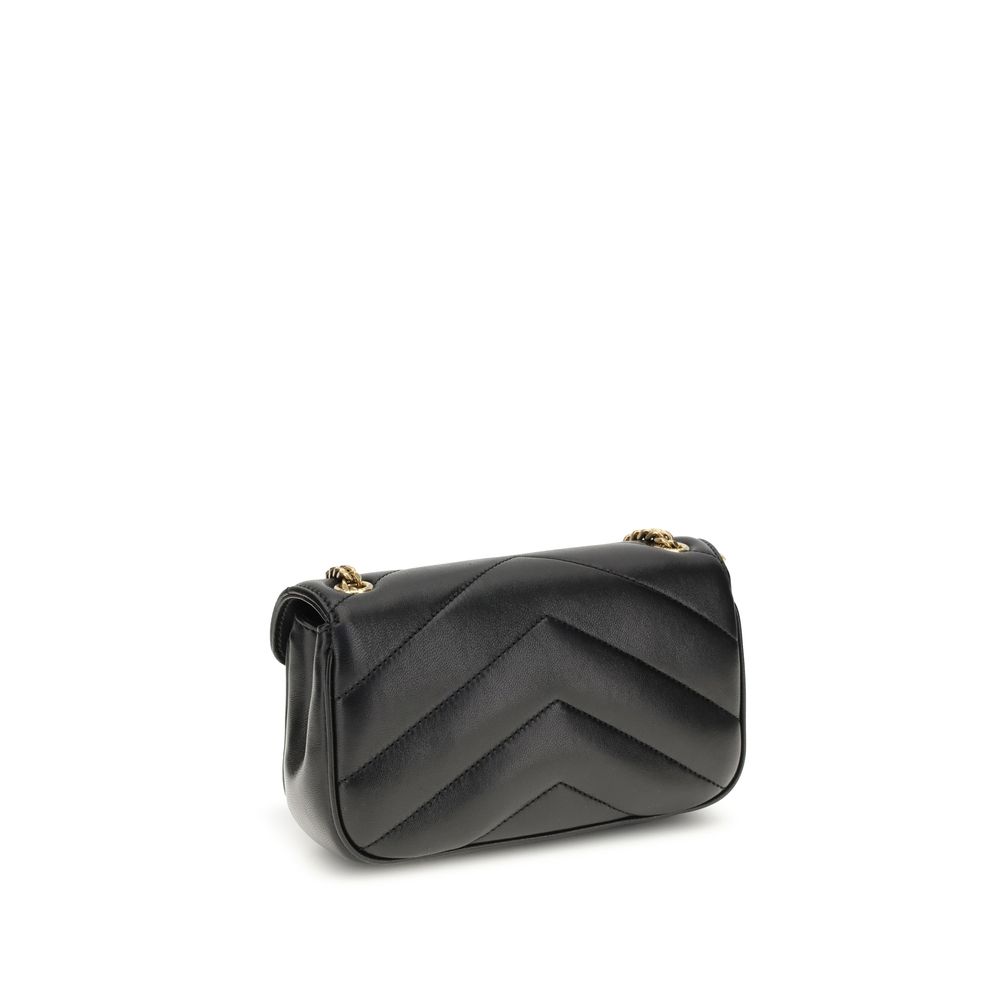 Bolso de hombro Saint Laurent negro de piel de cordero Ovis Aries Aries