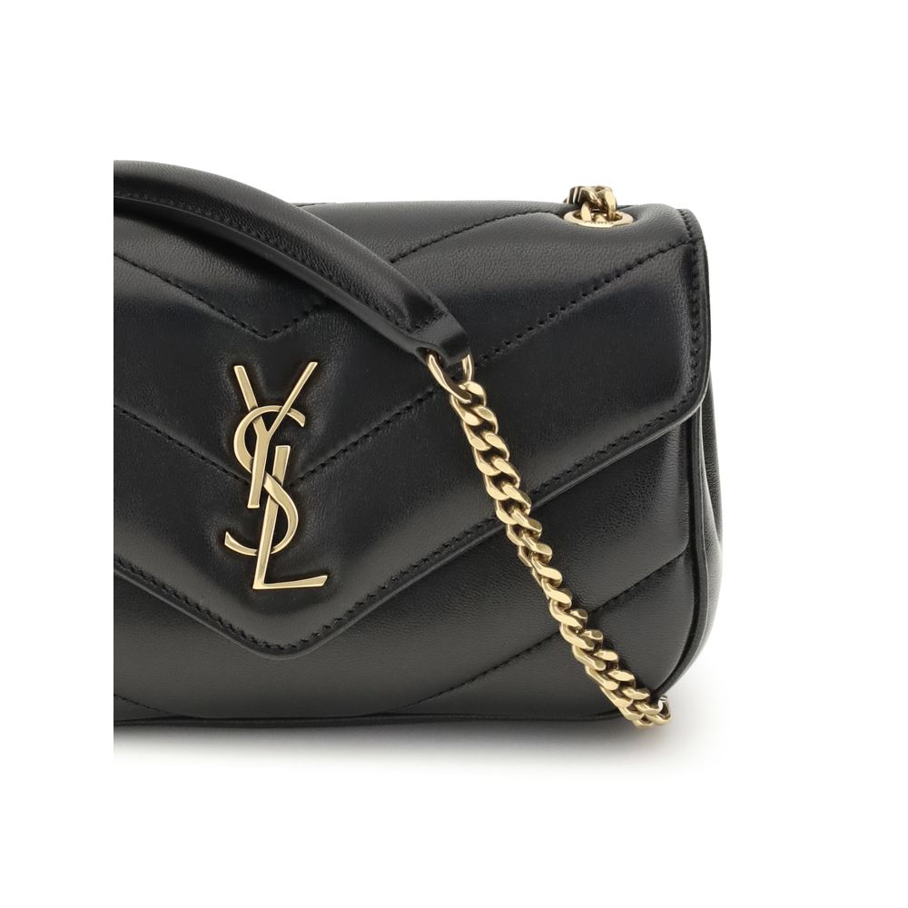 Bolso de hombro Saint Laurent negro de piel de cordero Ovis Aries Aries