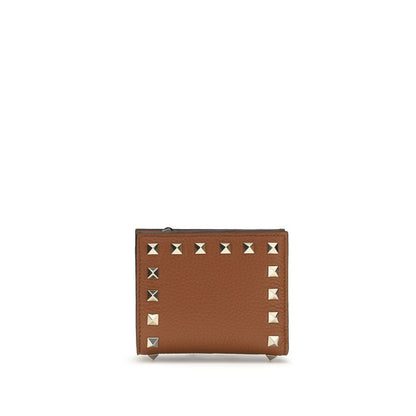 Portefeuille Valentino Garavani marron en cuir d'agneau Ovis Aries Aries
