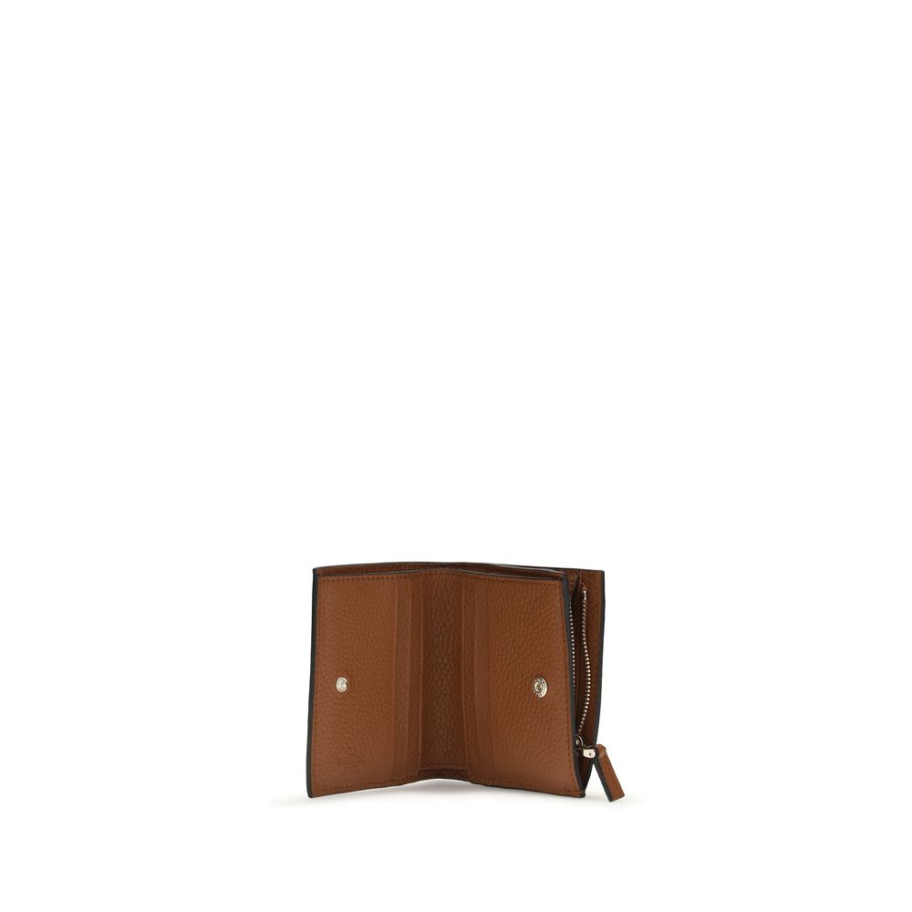 Portefeuille Valentino Garavani marron en cuir d'agneau Ovis Aries Aries