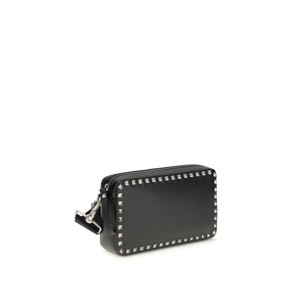 Bolso de hombro Valentino Garavani negro de piel de becerro Bos Taurus