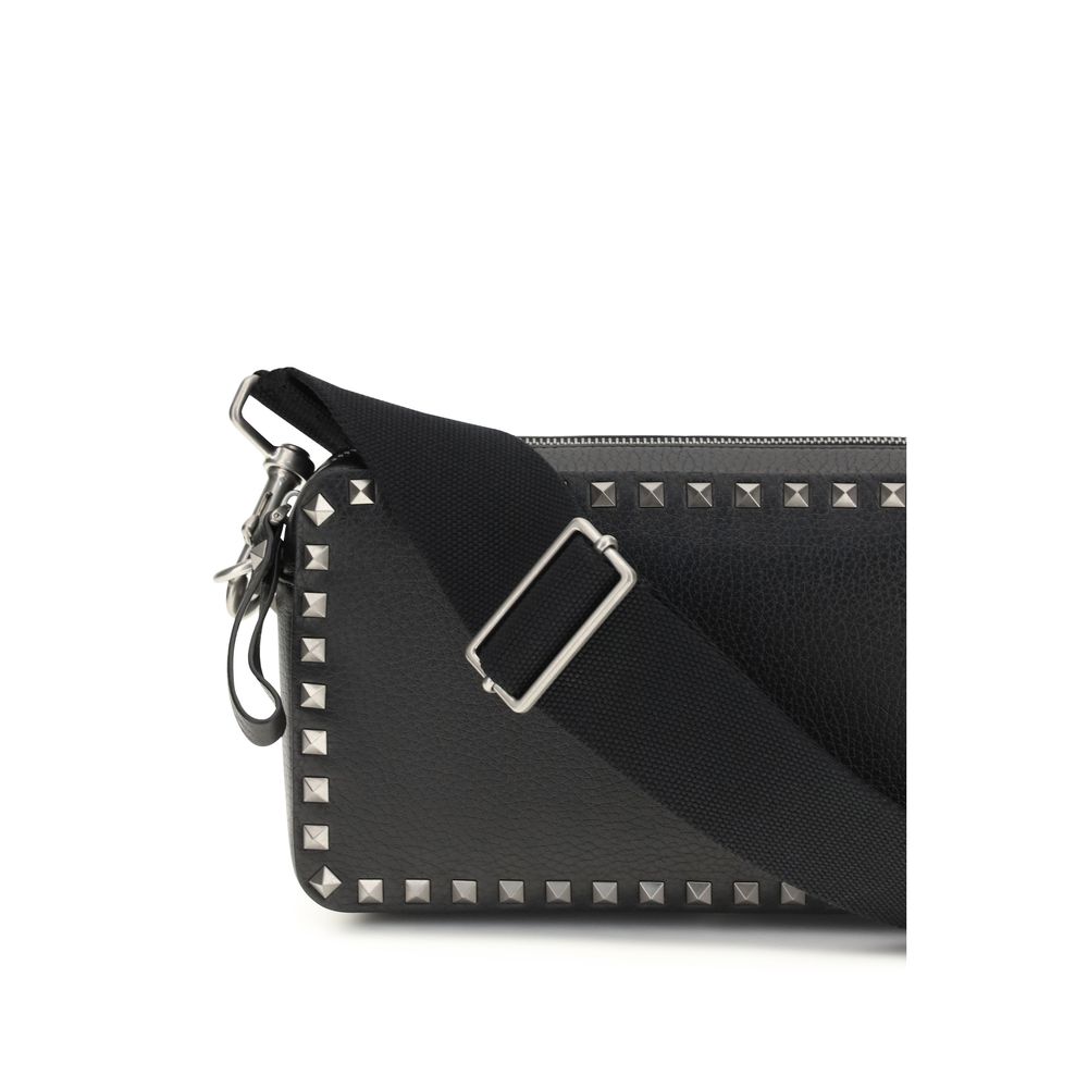 Bolso de hombro Valentino Garavani negro de piel de becerro Bos Taurus