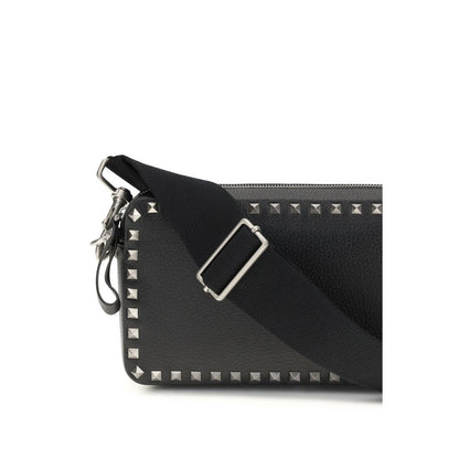 Bolso de hombro Valentino Garavani negro de piel de becerro Bos Taurus
