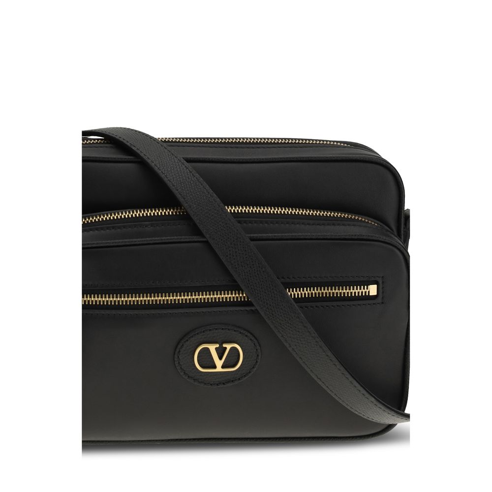Bolso de hombro Valentino Garavani negro de piel de becerro Bos Taurus