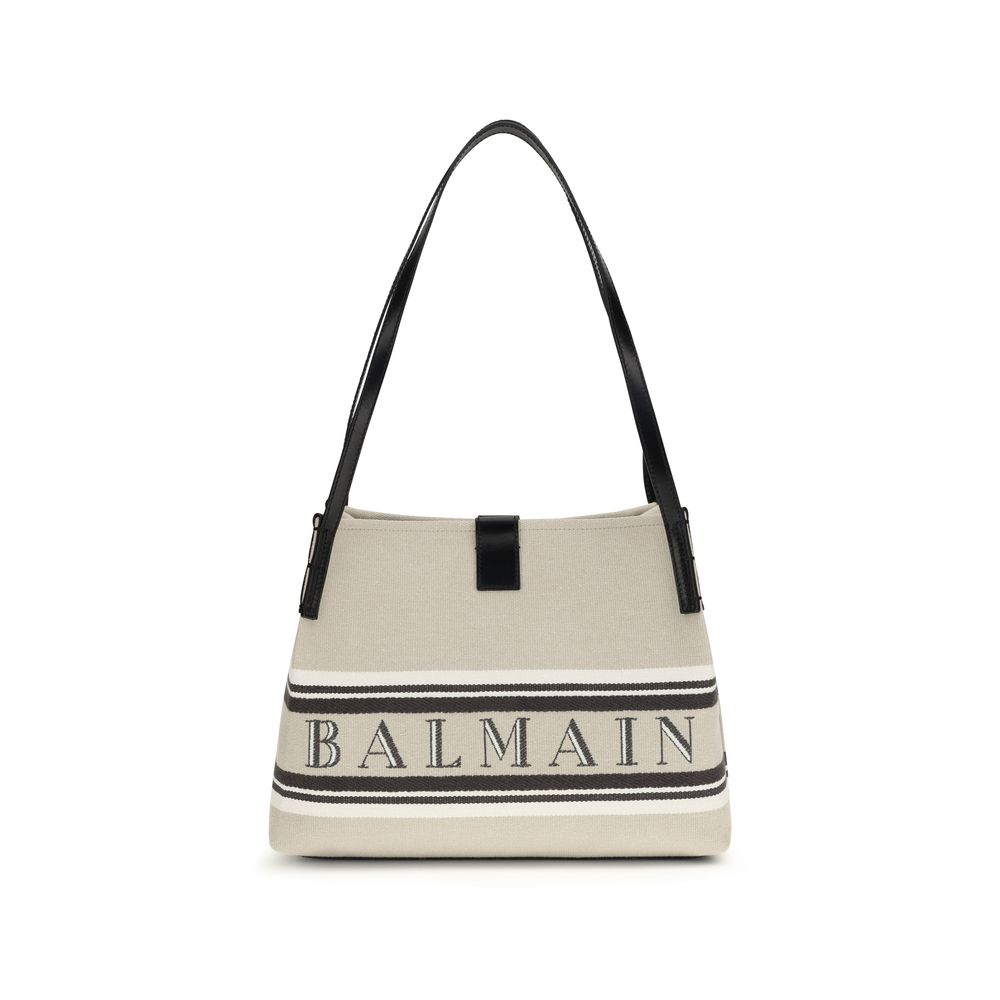 Bolso de hombro Balmain de algodón beige