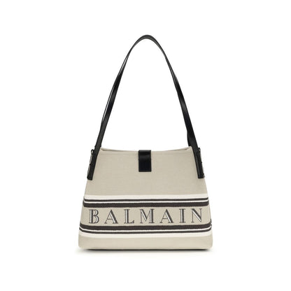 Bolso de hombro Balmain de algodón beige