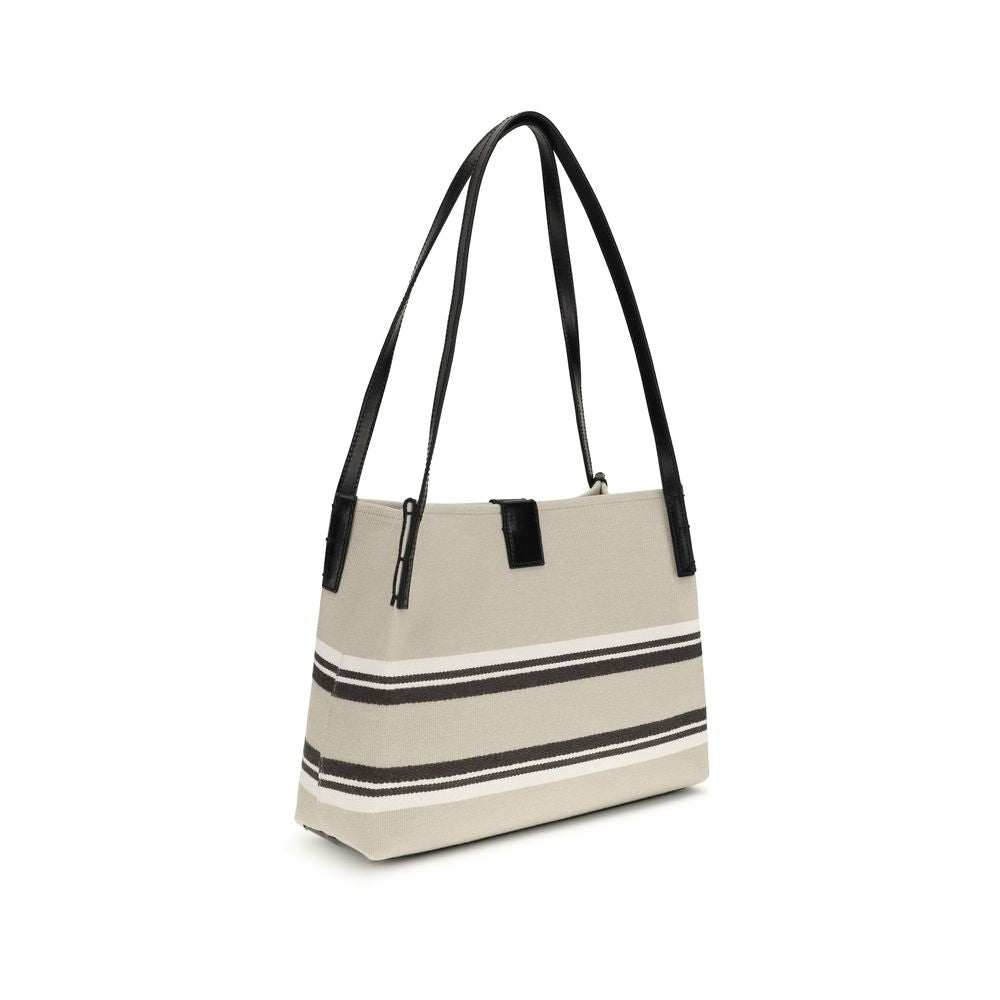Bolso de hombro Balmain de algodón beige