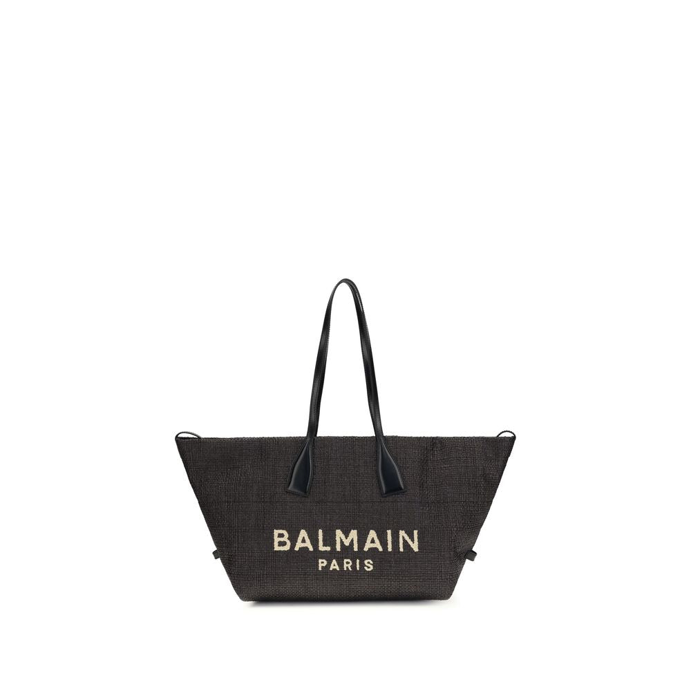 Balmain Bolso De Hombro De Paja Negra Modelo Track