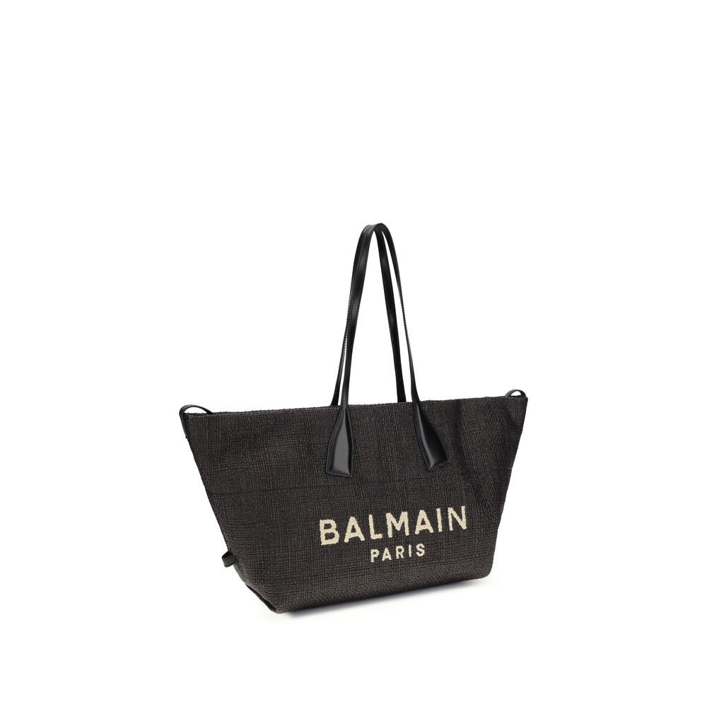 Balmain Bolso De Hombro De Paja Negra Modelo Track
