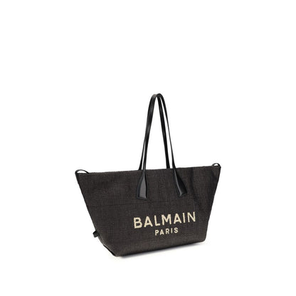 Balmain Bolso De Hombro De Paja Negra Modelo Track