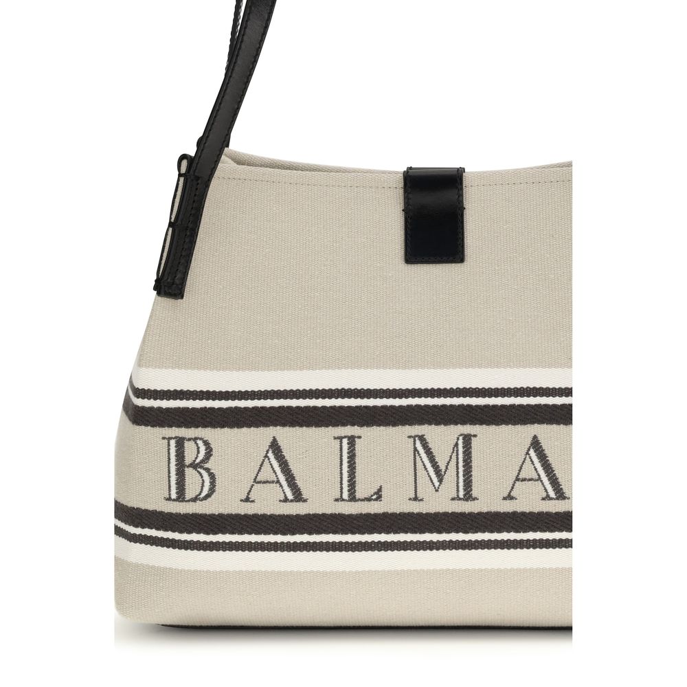Bolso de hombro Balmain de algodón beige