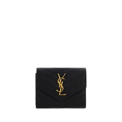 Saint Laurent Cartera De Piel De Novillo Negra Con Patrón Matellassé