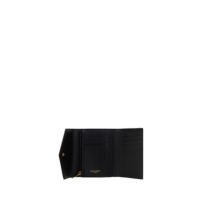 Saint Laurent Cartera De Piel De Novillo Negra Con Patrón Matellassé