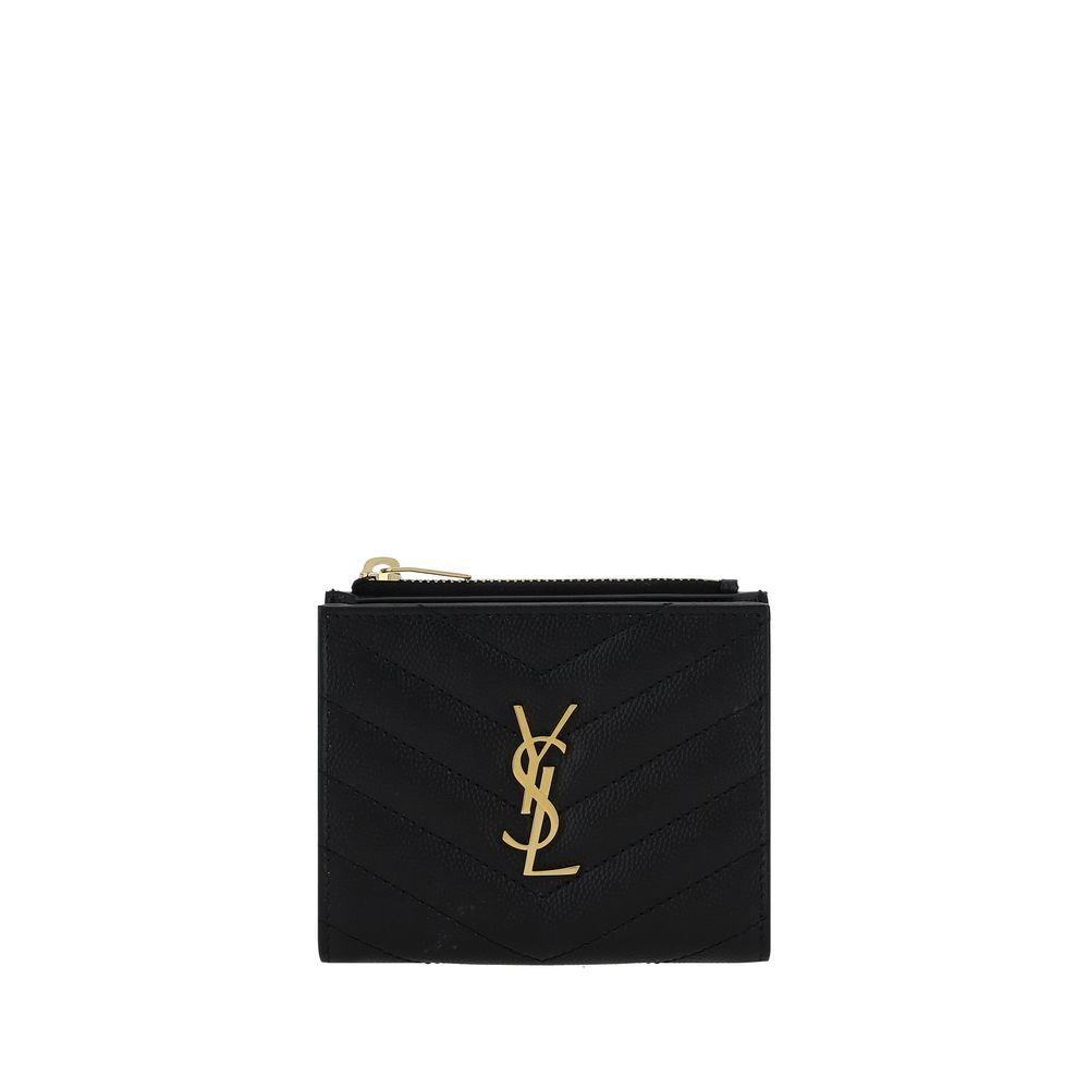 Portefeuille Saint Laurent en Cuir de Veau Noir