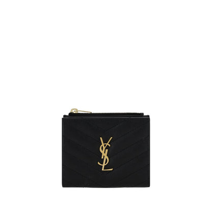 Portefeuille Saint Laurent en Cuir de Veau Noir