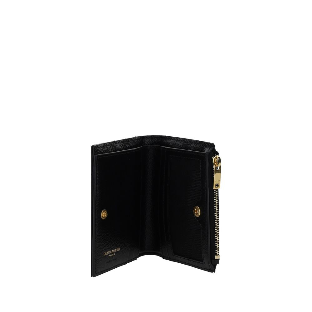 Portefeuille Saint Laurent en Cuir de Veau Noir