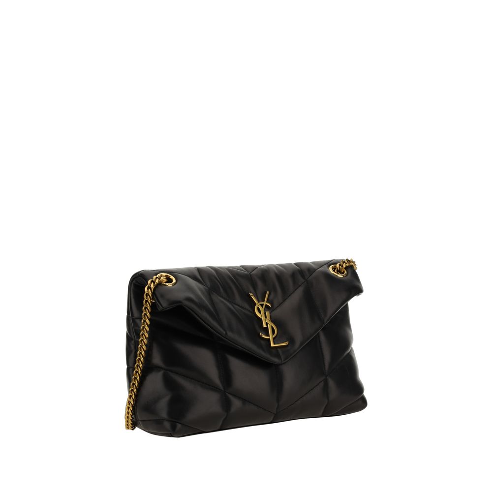 Bolso de hombro Saint Laurent negro de piel de cordero Ovis Aries Aries
