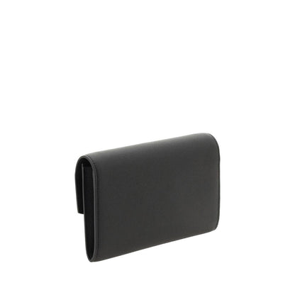 Portefeuille en cuir de veau noir Saint Laurent Bos Taurus
