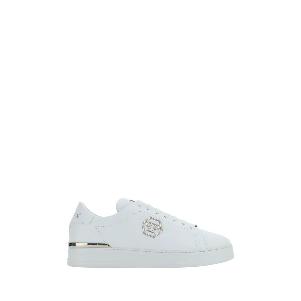 Zapatillas bajas Philipp Plein de piel de becerro blanca Bos Taurus