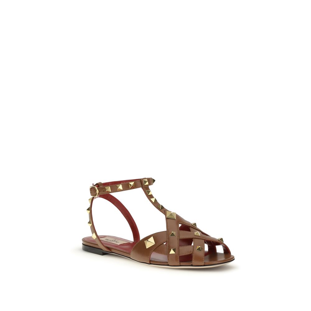 Sandalias Valentino Garavani Strap On De Piel De Cabra Marrón