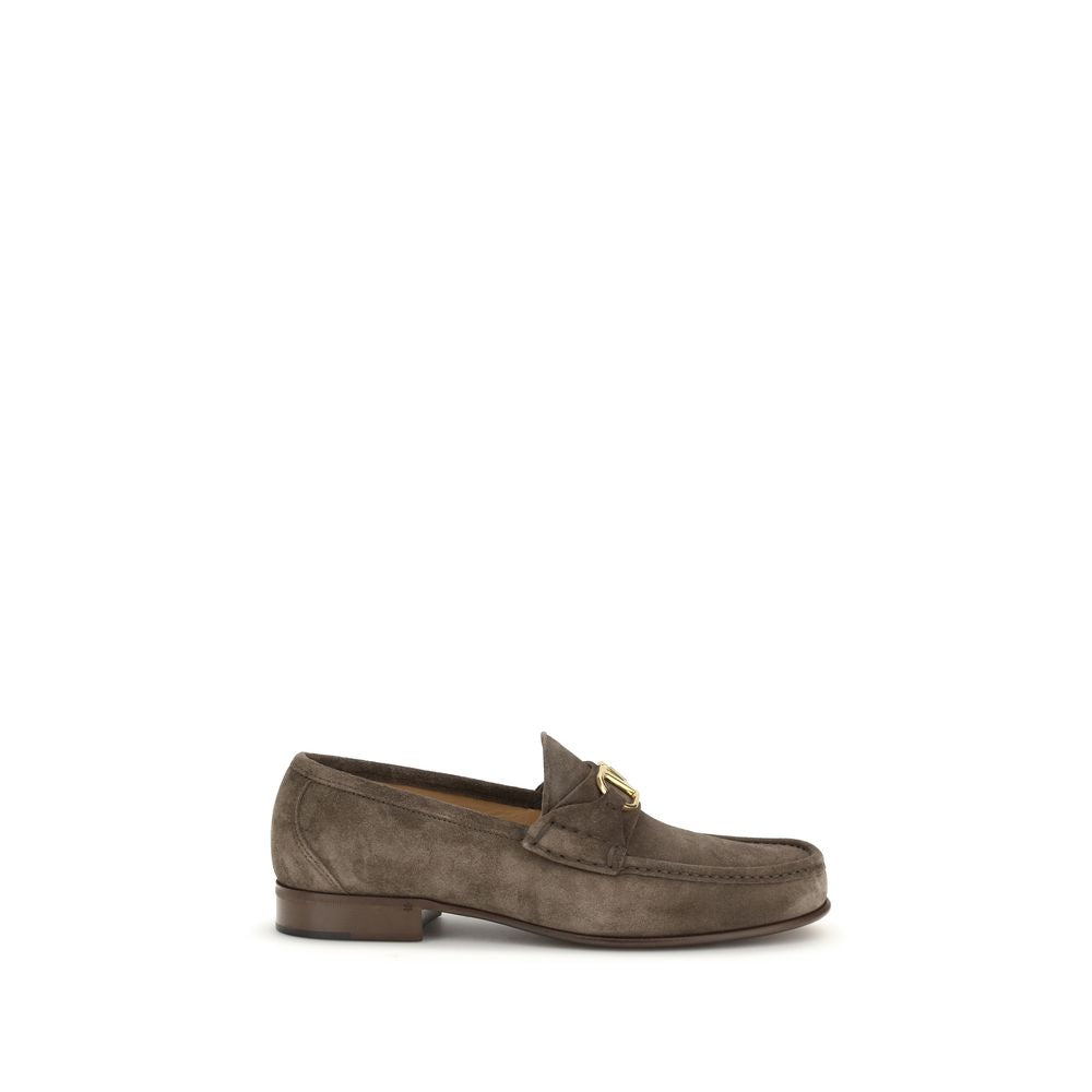 Valentino Garavani Brown Bos Taurus Leather Slip-On Loafers