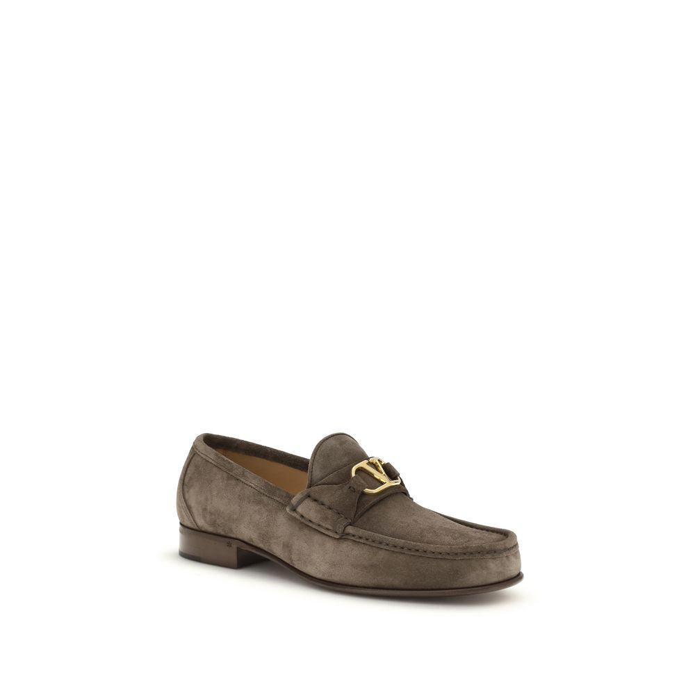 Valentino Garavani Brown Bos Taurus Leather Slip-On Loafers