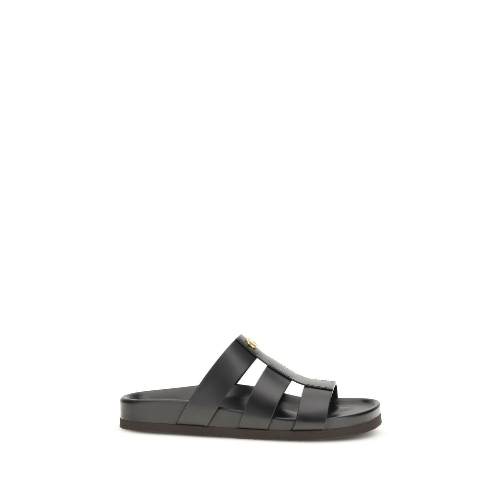 Sandales Valentino Garavani Cuir De Veau Noir Bos Taurus