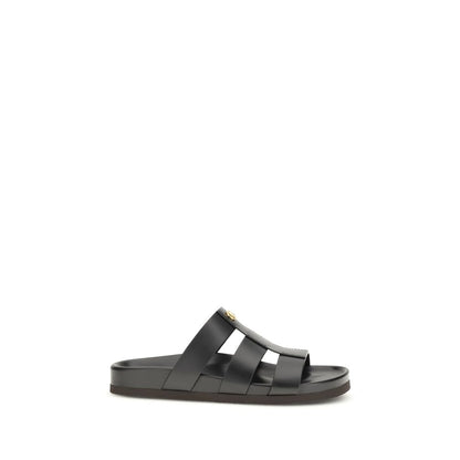 Sandales Valentino Garavani Cuir De Veau Noir Bos Taurus