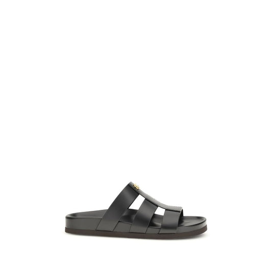 Valentino Garavani Black Calfskin Bos Taurus Sandals