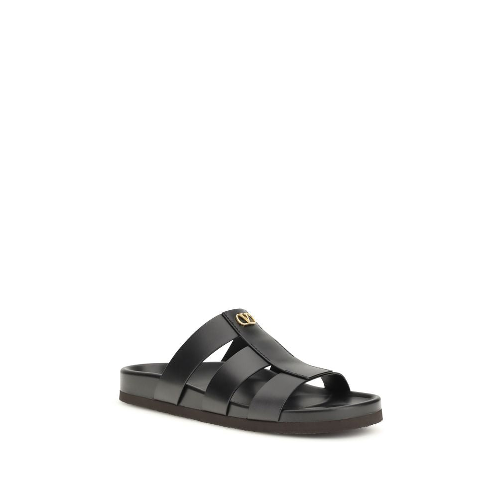 Sandales Valentino Garavani Cuir De Veau Noir Bos Taurus