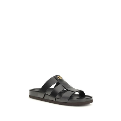 Sandales Valentino Garavani Cuir De Veau Noir Bos Taurus