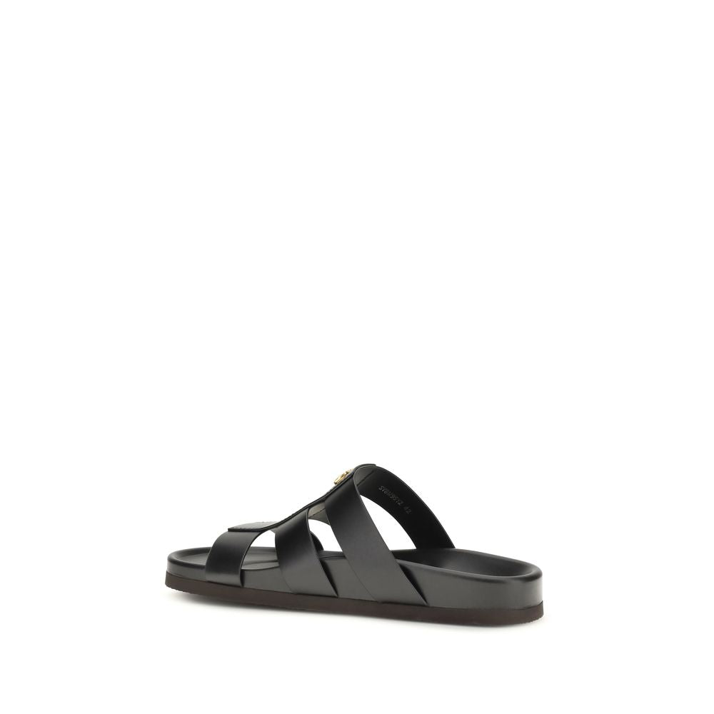 Sandales Valentino Garavani Cuir De Veau Noir Bos Taurus
