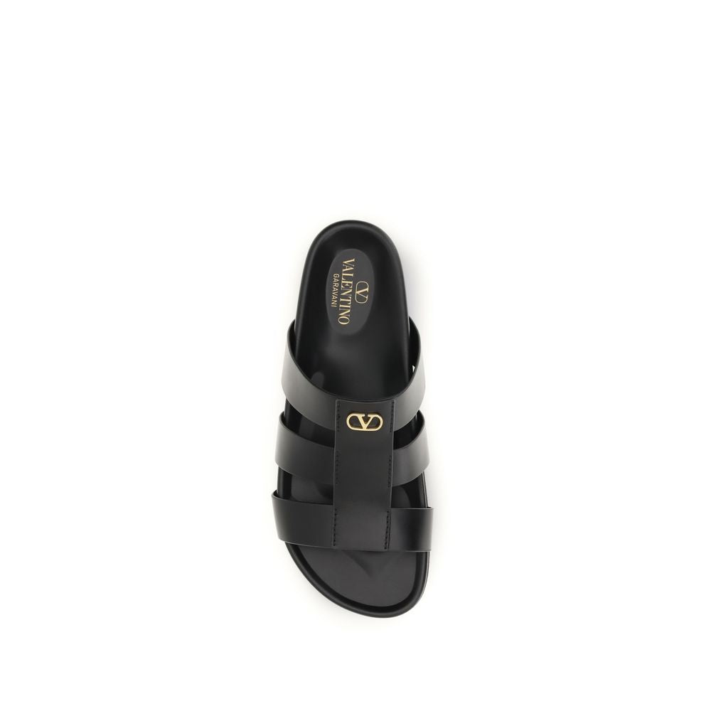 Sandales Valentino Garavani Cuir De Veau Noir Bos Taurus