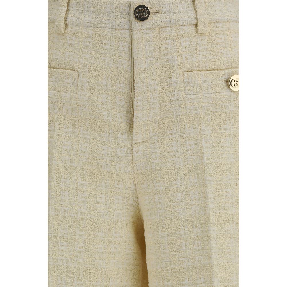 Pantalones de vestir de algodón beige Gucci