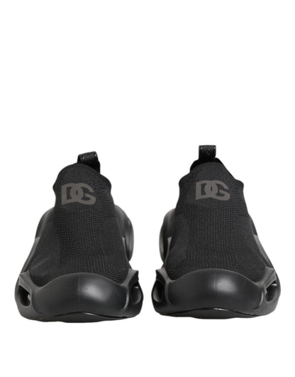 Dolce & Gabbana Black Slip-On Wave Low-Top Sneakers