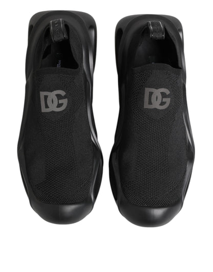 Dolce & Gabbana Black Slip-On Wave Low-Top Sneakers