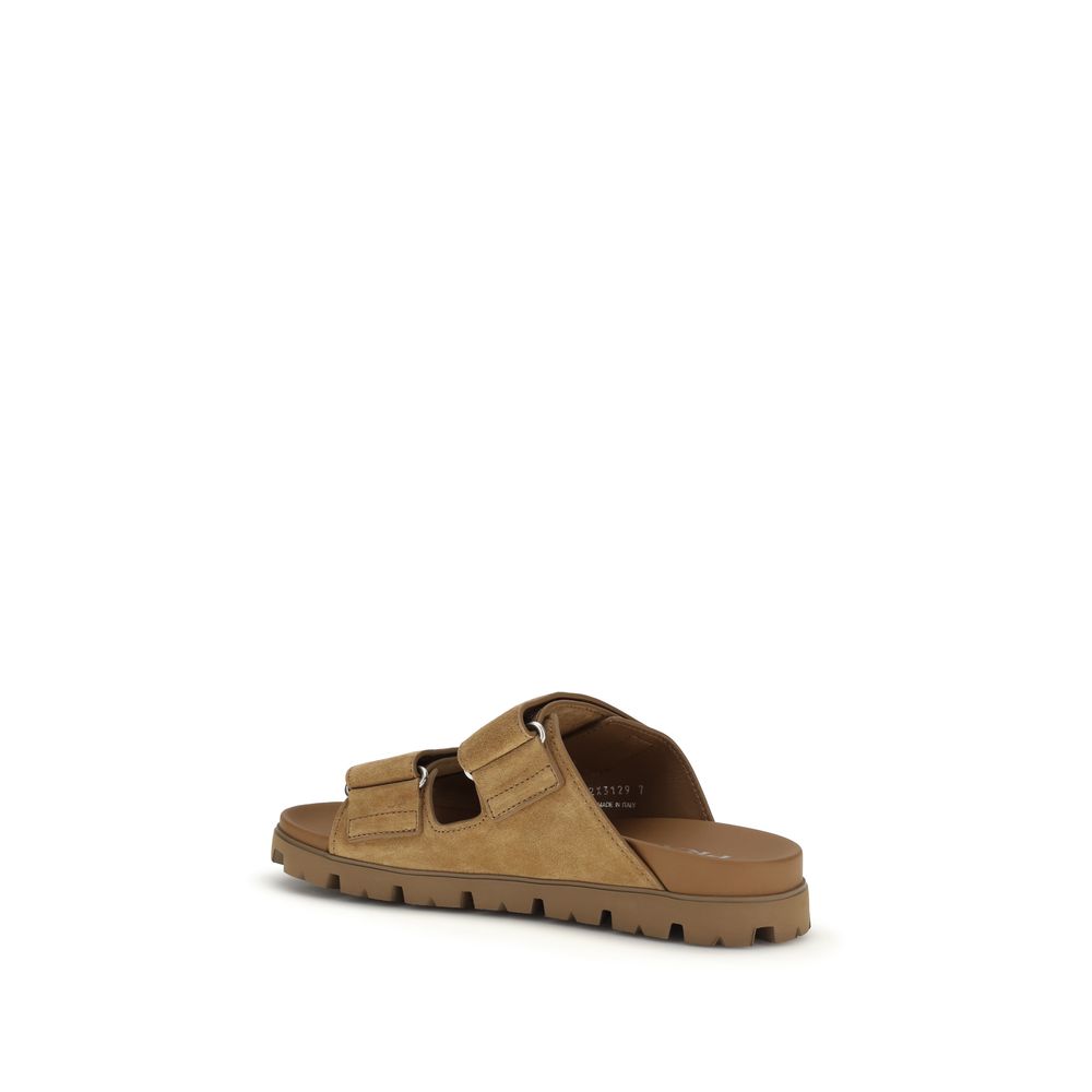 Prada Sandales en cuir Bos Taurus à brides Marron