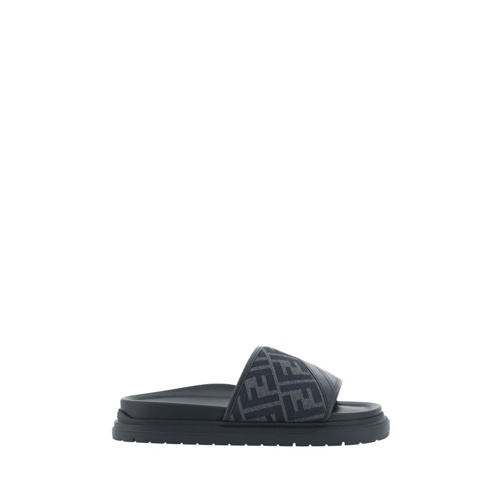 Sandalias planas Fendi de tela gris