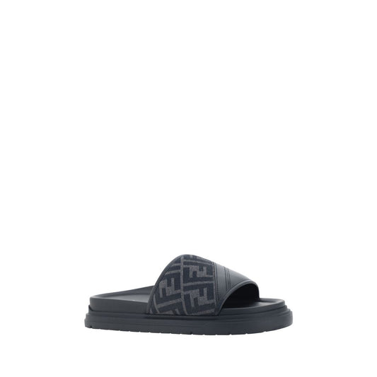 Sandalias planas Fendi de tela gris