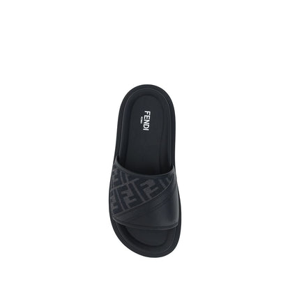 Sandalias planas Fendi de tela gris