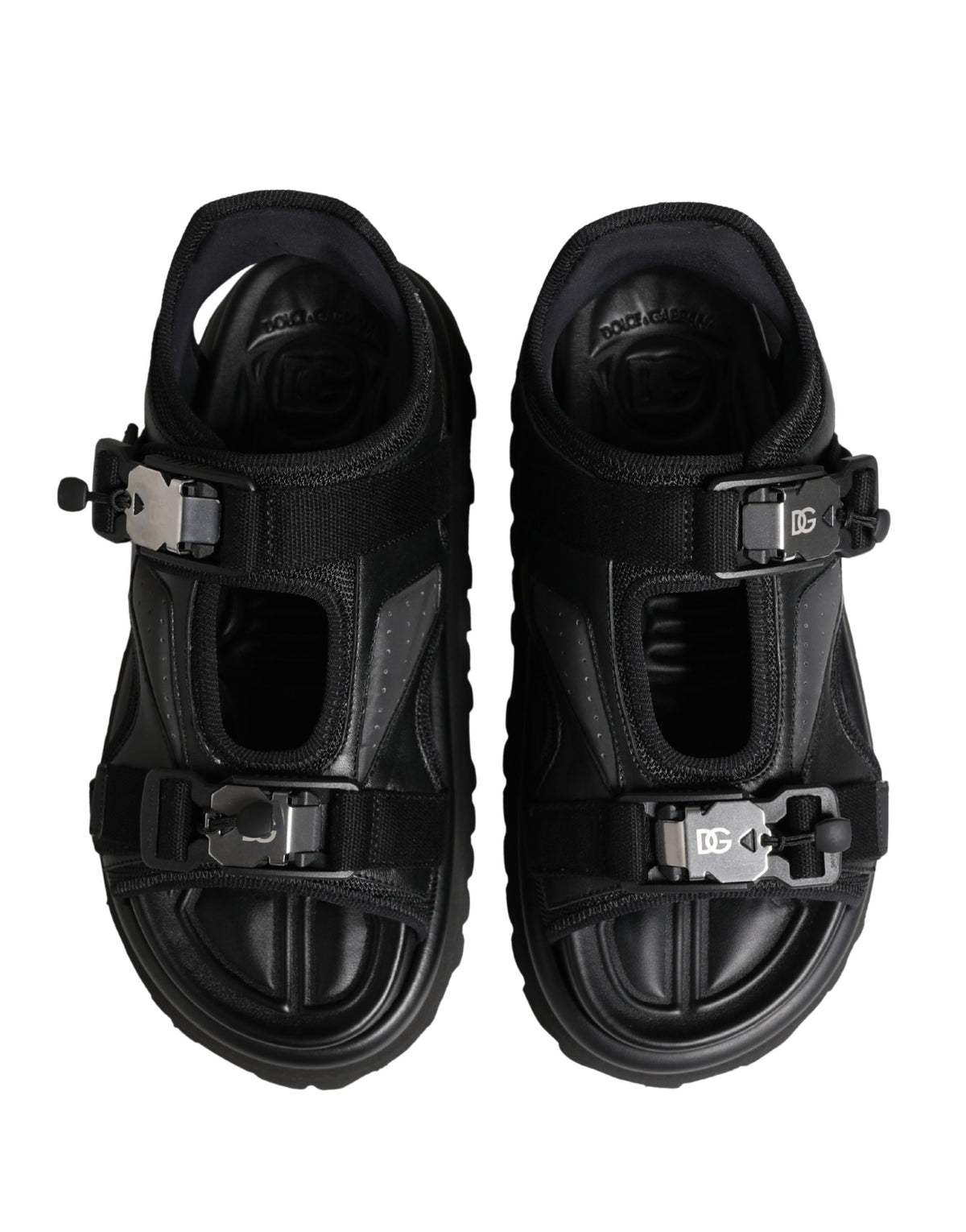 Dolce & Gabbana Chaussures Sandales Massives Homme Noires à Détails Logo
