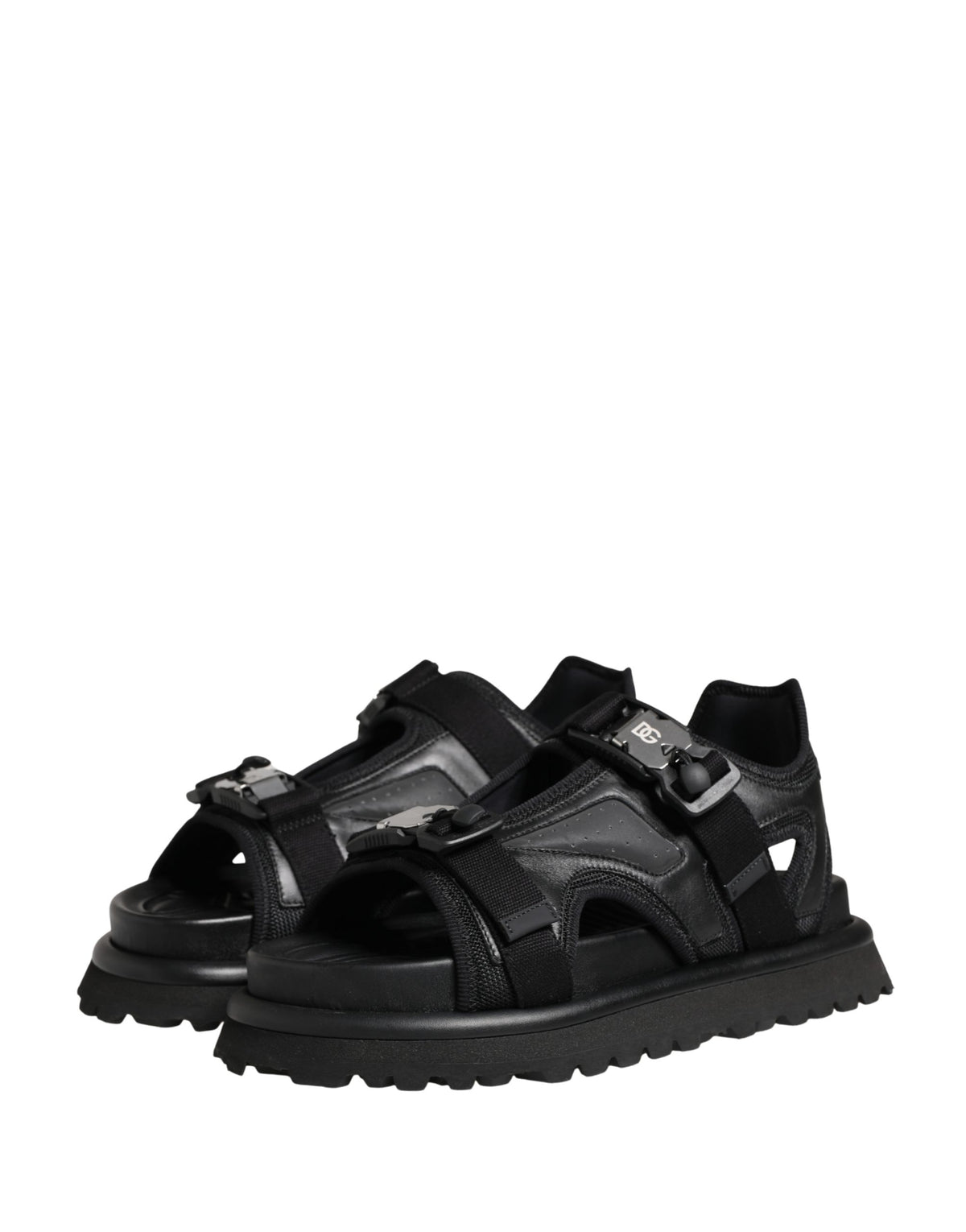 Dolce & Gabbana Chaussures Sandales Massives Homme Noires à Détails Logo