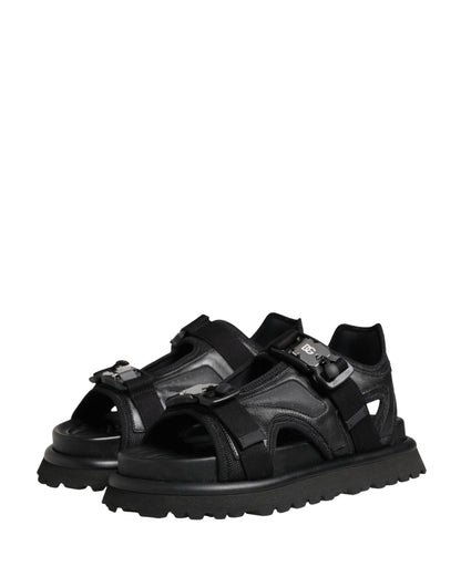 Dolce & Gabbana Chaussures Sandales Massives Homme Noires à Détails Logo