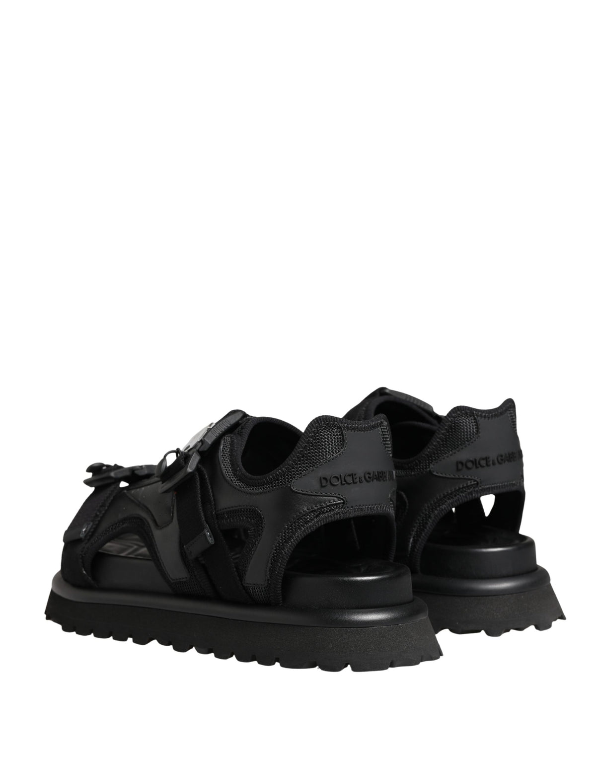 Dolce & Gabbana Chaussures Sandales Massives Homme Noires à Détails Logo