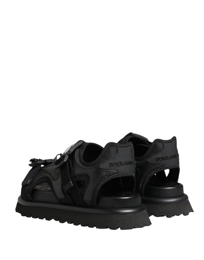 Dolce & Gabbana Chaussures Sandales Massives Homme Noires à Détails Logo