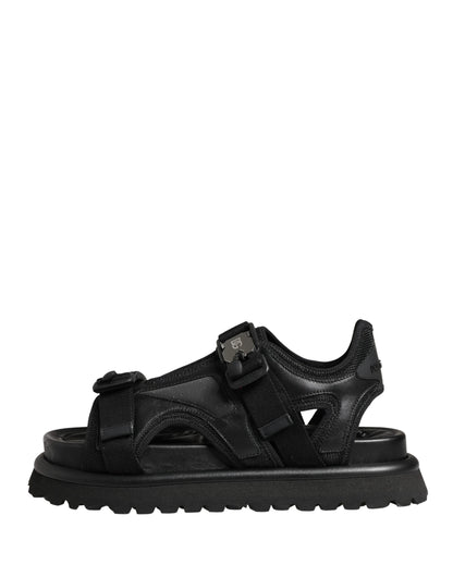 Dolce & Gabbana Chaussures Sandales Massives Homme Noires à Détails Logo