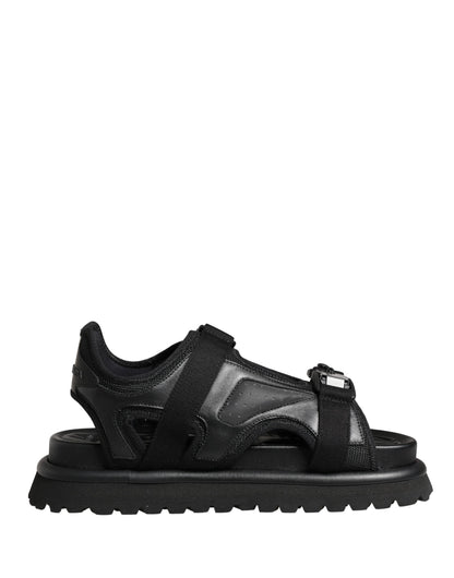 Dolce & Gabbana Chaussures Sandales Massives Homme Noires à Détails Logo